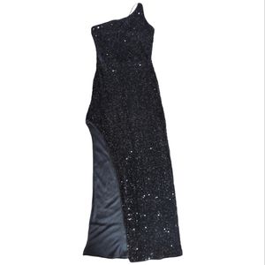 NWOT SHEIN One Shoulder Sequins Party Dress, XS Black